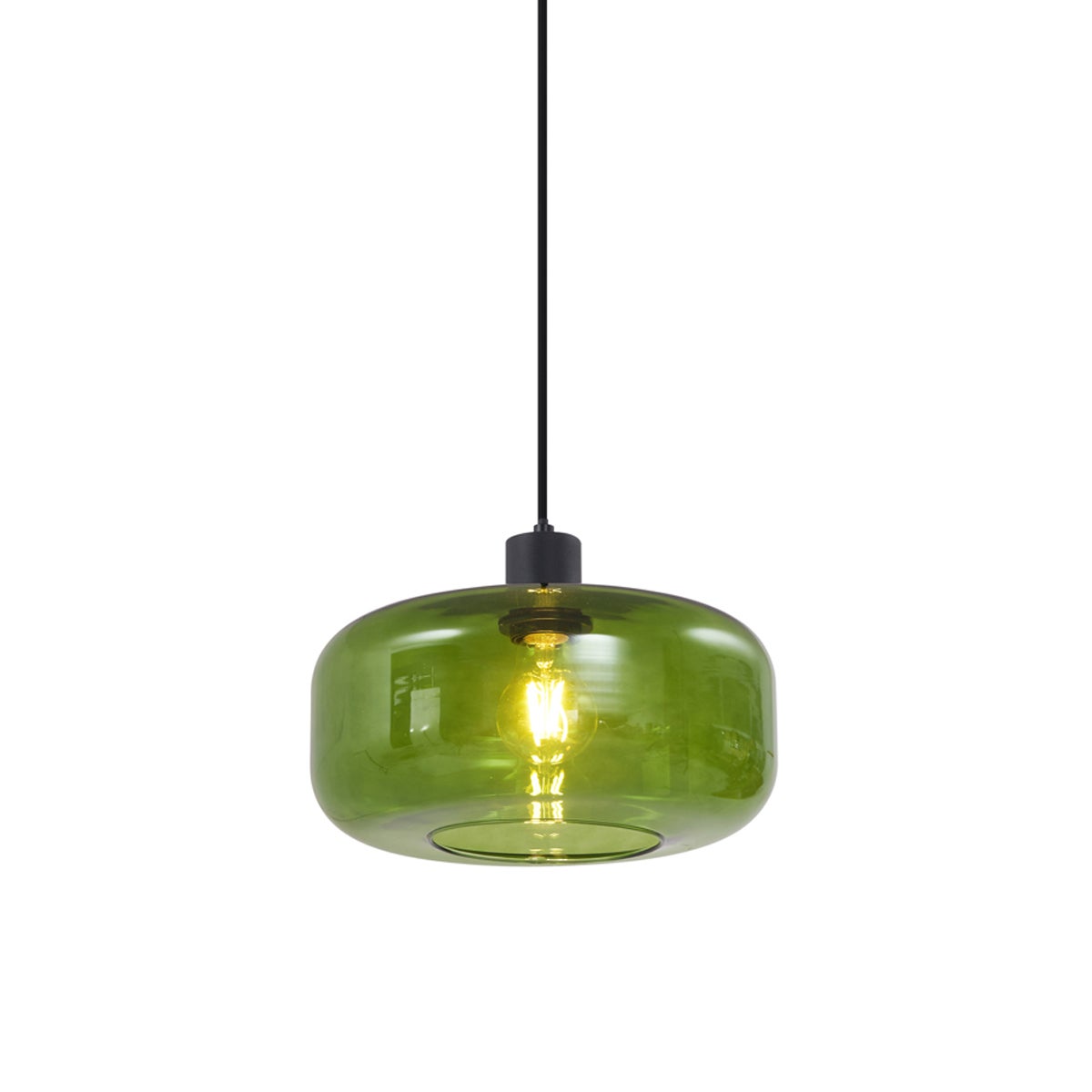 Qazqa retro lampa wisząca z kloszem (1 punkt) - Bizle - czarny, okrągły, max. 15w, kompatybilny z żarówką LED, e27, 28cm