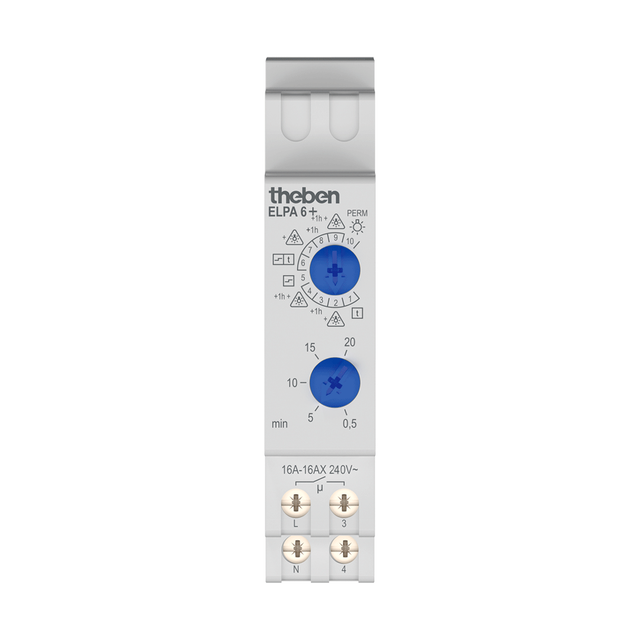 Theben 0060003 ELPA 6 plus Minuterie d'Escalier avec 10 Fonctions, électronique, interrupteur impulsionnel, préavis d'extinction