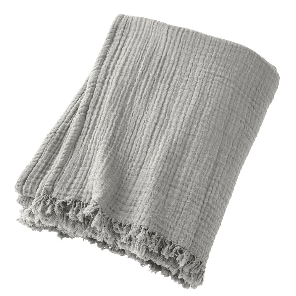 Drap housse gaze de coton (140 x 200 cm) Gaïa Vert eucalyptus - Linge