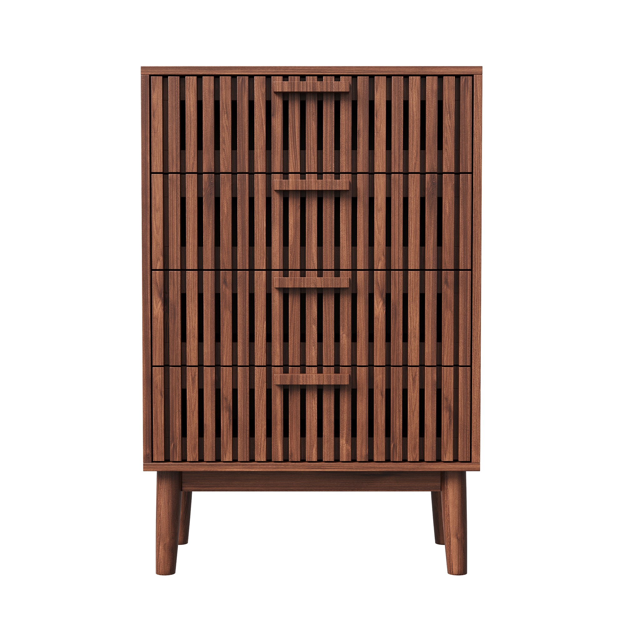 Commode 4 tiroirs poignées - Chiffonnier - patins antidérapants+Conception anti basculement métal - B60 cm - grand espace de rangement - coloris noyer - 9