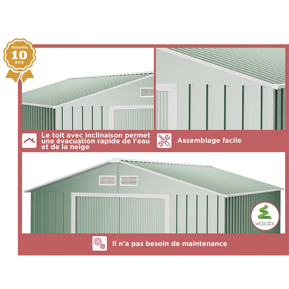Abri de Jardin en Métal 5,27 m2 Gotland - Garantie 10 Ans - 202x261x202cm - Remise stockage exterieur - 5