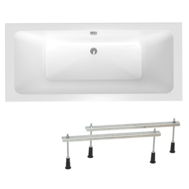 180 x 80 cm Nora Plus bañera rectangular con patas, acrílico, izquierda y derecha, blanca (NO1800PLUS-SET)