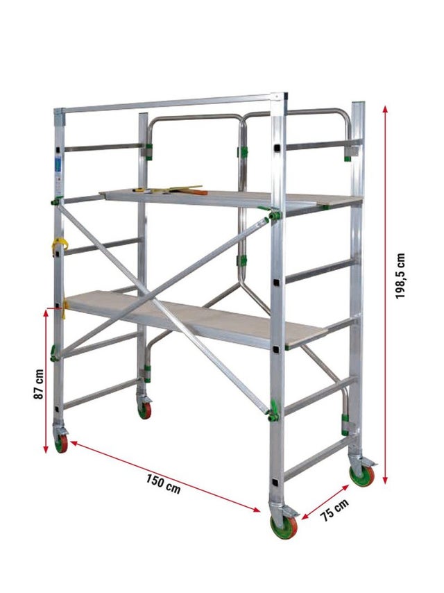 FACAL - Échafaudage Roulant Aluminium Piego Double Plateau - L 1,5 m