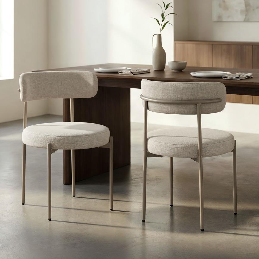 Zestaw 2 beżowych krzeseł GABY z szenili w nowoczesnym stylu