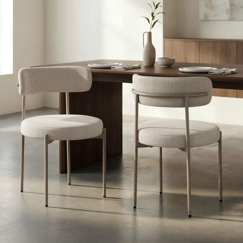 Zestaw 2 beżowych krzeseł GABY z szenili w nowoczesnym stylu