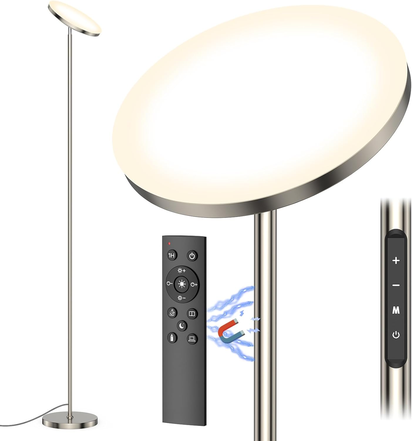 Lampadaire LED Sur Pied 18W 1800LM Dimmable Avec Télécommande - 4 Températures Couleur Pour Salon Chambre