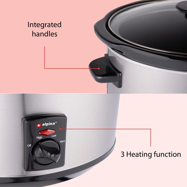 Pentola Elettrica Ovale Cottura Lenta 3,5Lt Acciaio Ceramica Antiaderente 240w 31939183