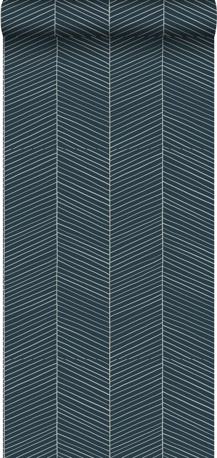 Tapeta motyw jodełki niebieskim - 53 cm x 10.05 m - WALLS4YOU