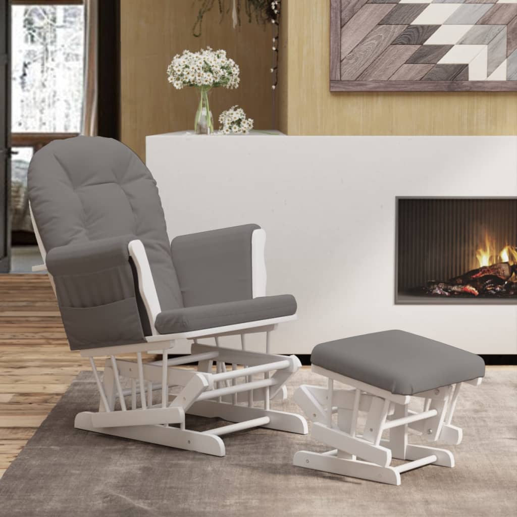 Sillón de salón | silla | sillón de lactancia con taburete tela gris oscuro cfw936610