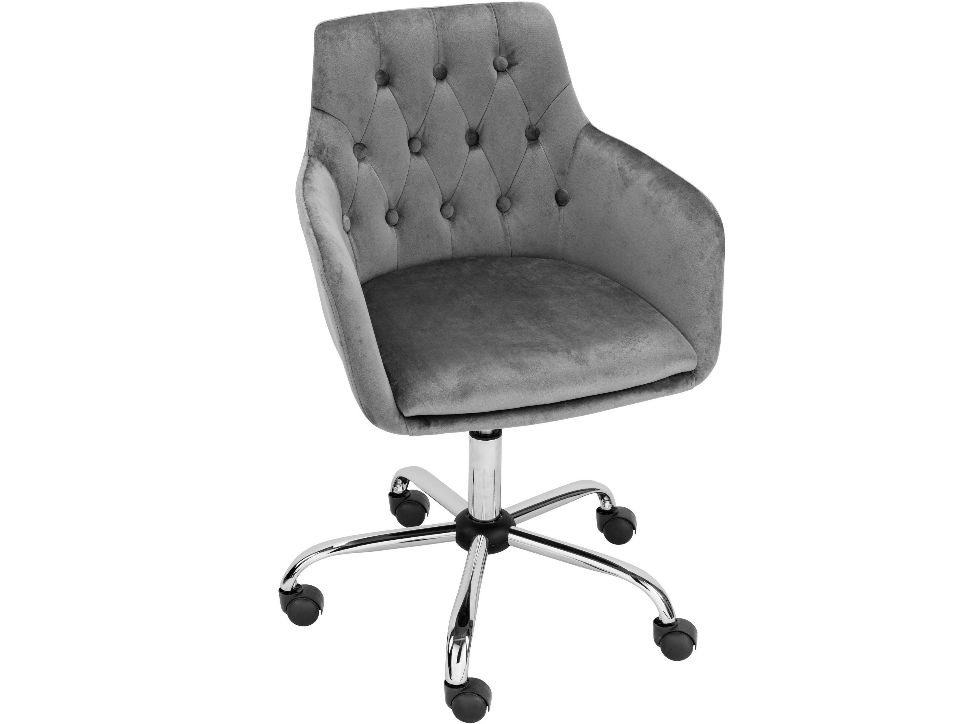 Perry | Chaise de bureau rembourrée en velours gris | Leroy Merlin
