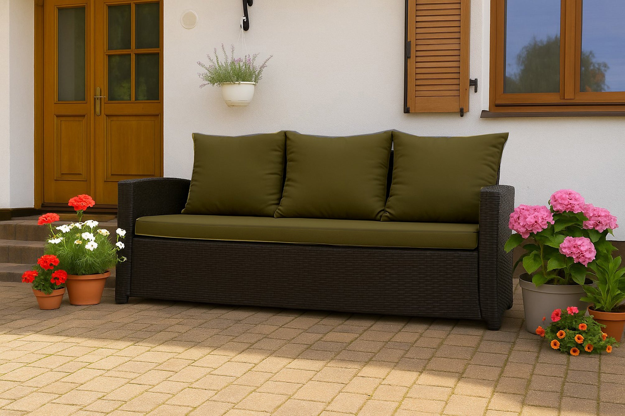Coussins de canapé meubles de jardin en résine tressée Vert, Coussins balançoire d'extérieur 110x50x50cm Coussin pour banquette 2 places mix - 4