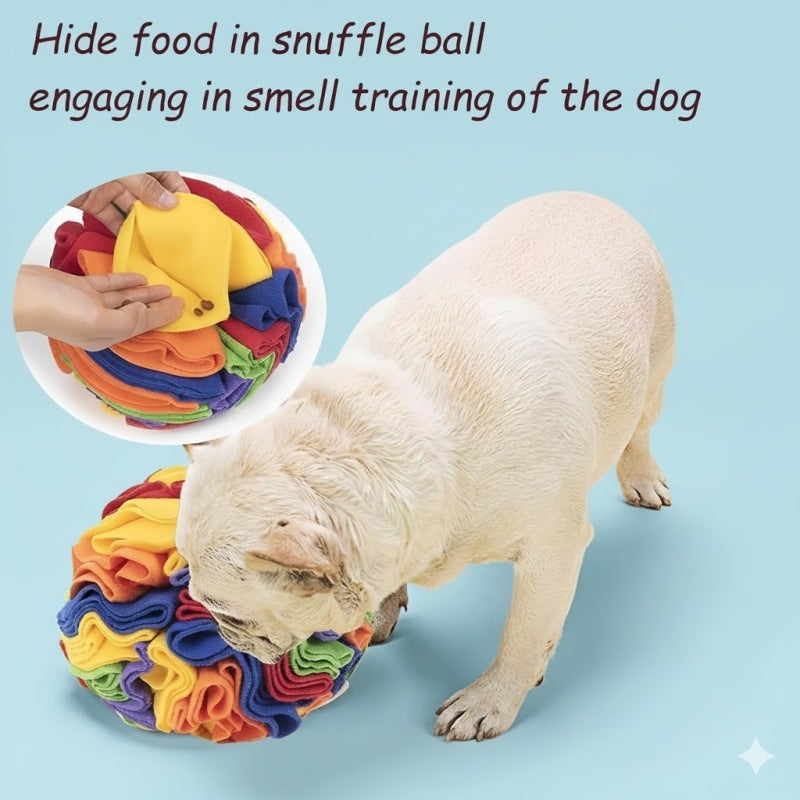 Bola interativa para cães, com tira de tecido macio que funciona como quebra-cabeça e esconde comida mastigável (Colorida) - 2