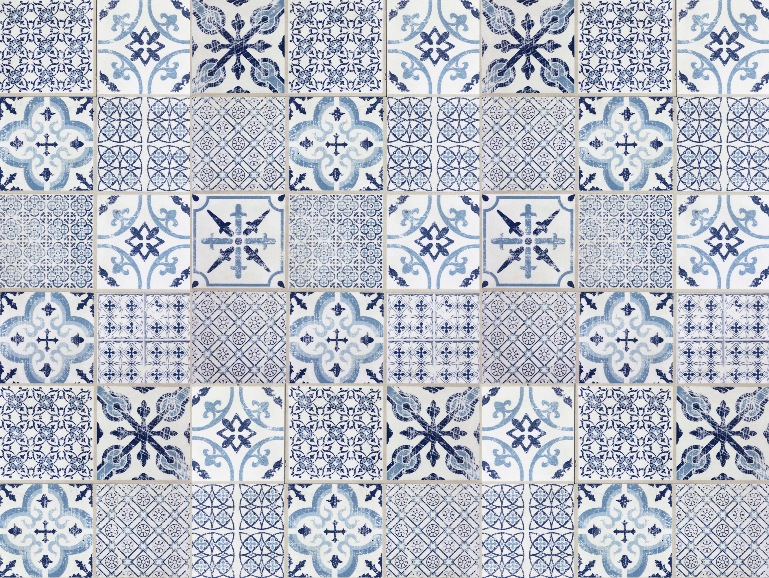 Dywan winylowy Kolaż vintage 100x133 cm - antypoślizgowy PVC, winylowy do kuchni lub salonu, zmywalny, wodoodporny, niebieski
