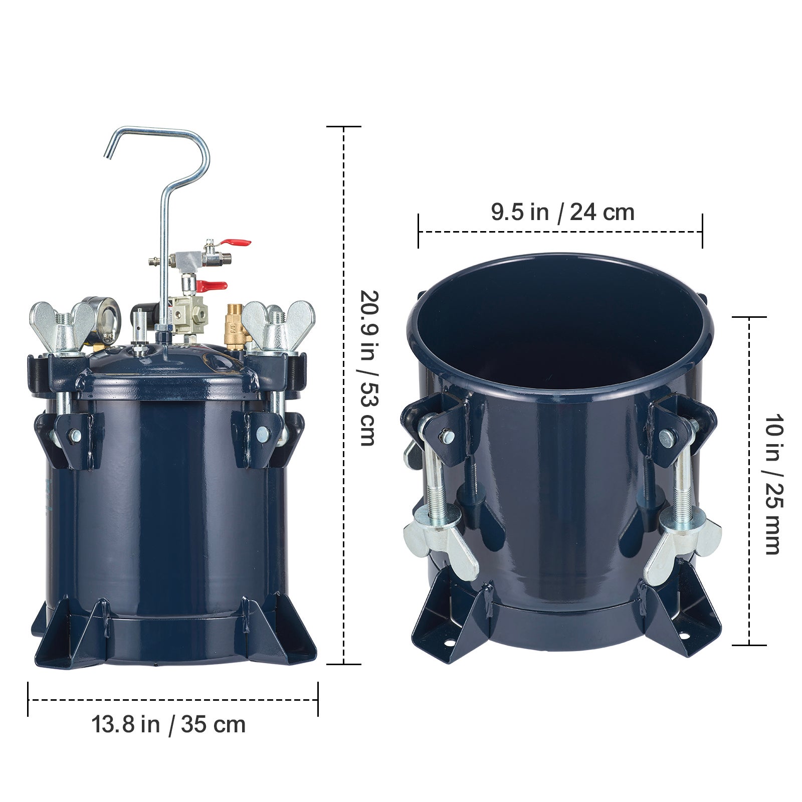 Pistolet à Peinture SucceBuy Réservoir de peinture à air comprimé 10 L/2,5 gal,support en métal et produit d'étanchéité pour réparation de fuites - 2