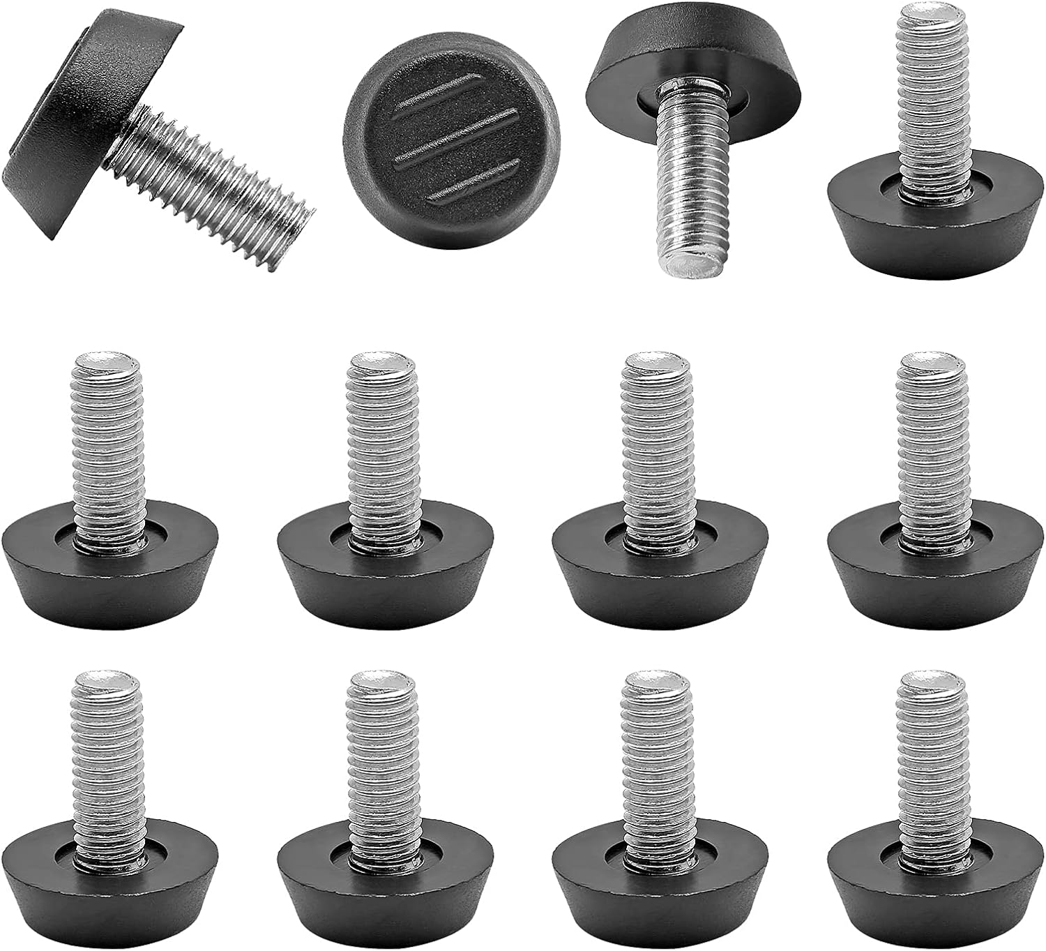 Regulowane nóżki poziomujące do mebli, przykręcane M8 x 23 mm, nóżki poziomujące (12 sztuk)