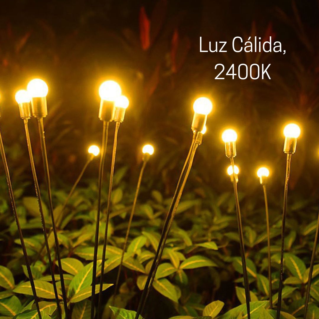 Pack de 2 lampes solaires pour l'extérieur, piquet de jardin avec 8 lumières LED chaudes 2400K - 3