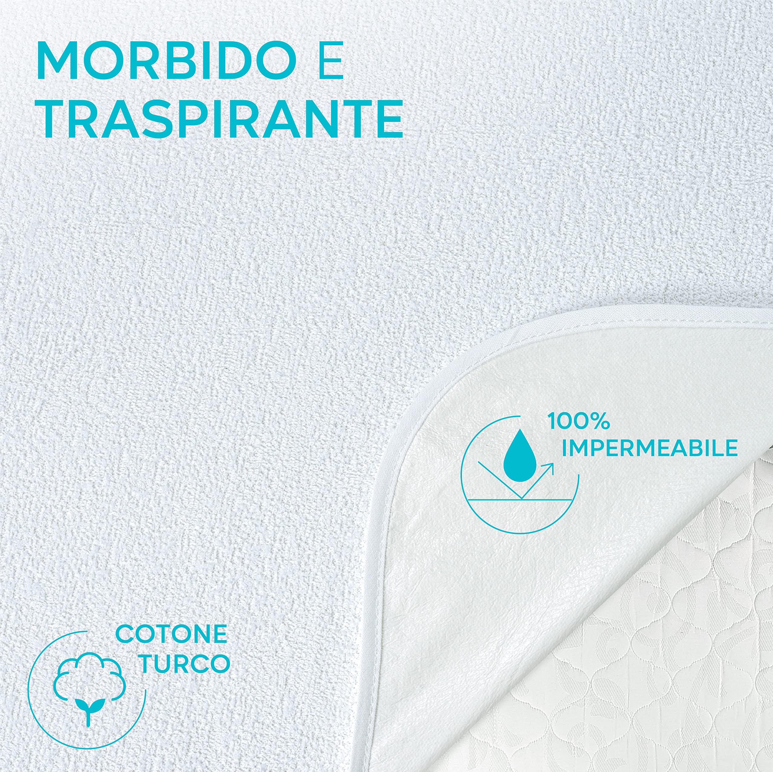 Coprimaterasso 140 x 190 cm Impermeabile Twinzen Certificato Oeko TEX - Proteggi Materasso 140x190 cm in Cotone Traspirante con 4 Angoli Elasticizzati - 4