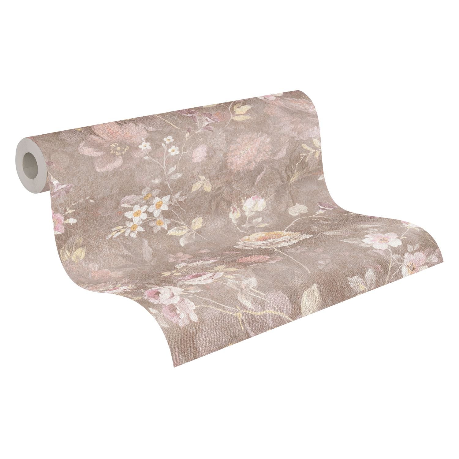 Tapeta kwiaty brązowym,w wielu kolorach,pomarańczowym,żółtymIbiałym - 53 cm x 10.05 m - A.S. CRÉATION