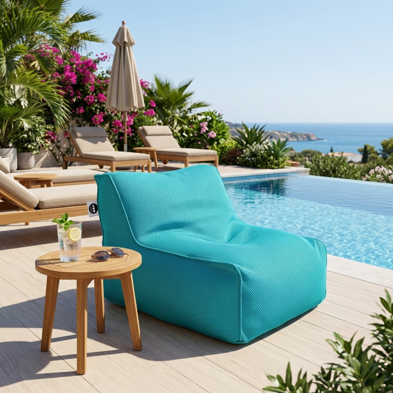 Fauteuil piscine XL flottant 100 × 90 × 70 cm intérieur / extérieur sans polystyrène – Bleu (DC10090-4) - 4