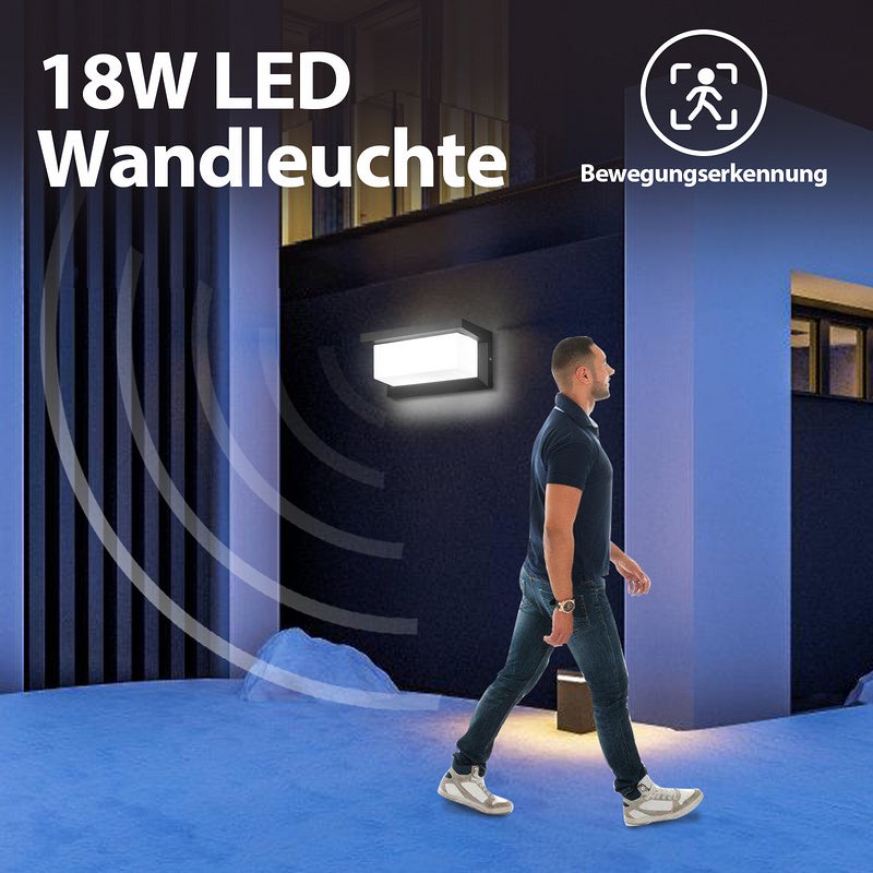 Applique murale LED 18W Lampe d'extérieur IP65 Détecteur d'intérieur Applique d'intérieur Blanc froid - 4