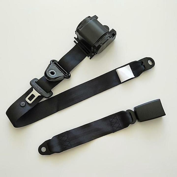 Ceinture de sécurité automatique à trois points, rétractable, universelle, en polyester/plastique ABS, noire - 2