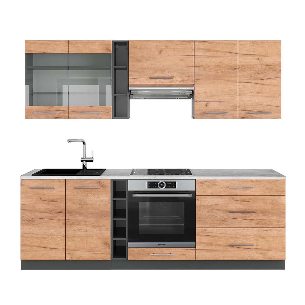 Vicco Szafka kuchenna Fame-Line, Złoty dąb power/antracyt, 235 cm , BP Marmur