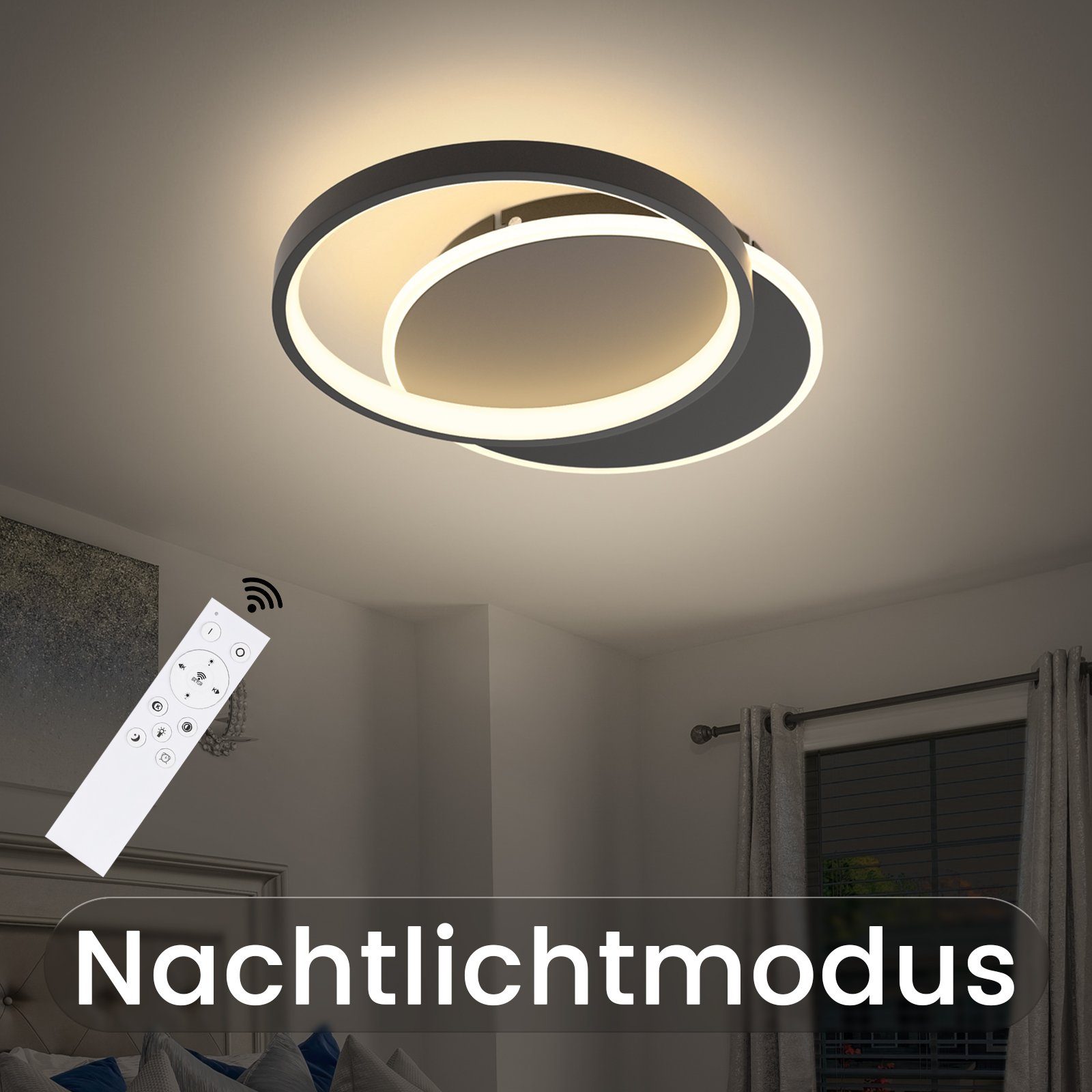 NETTLIFE Lampa sufitowa LED do salonu, nowoczesna lampa sufitowa z możliwością przyciemniania, z pilotem, do przedpokoju - 4