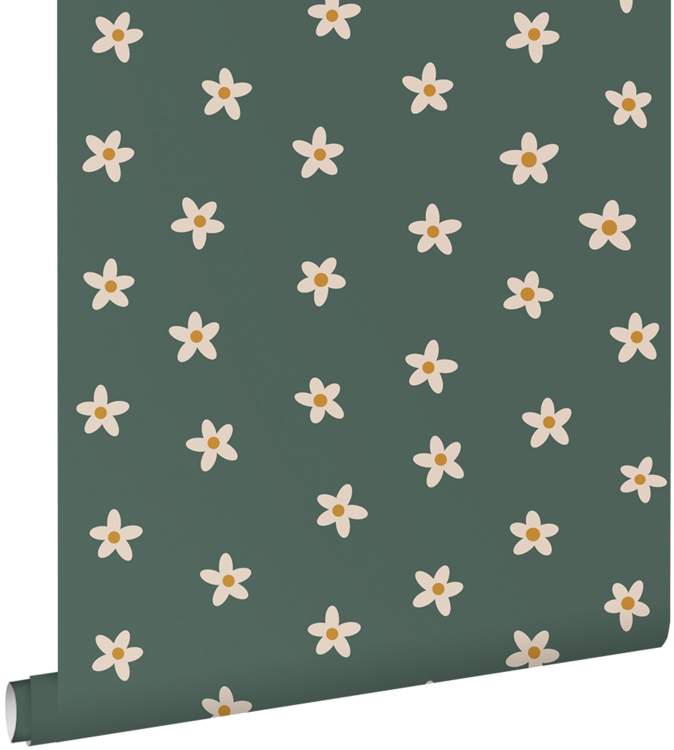 Tapeta stokrotki ciemnej zieleni - 53 cm x 10.05 m - ESTAHOME