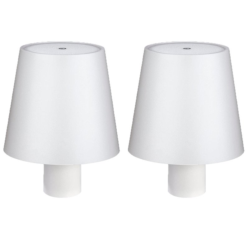 2 okrągłe lampy stołowe w kształcie kielicha z wbudowanymi bateriami, ściemnialna nordycka lampka nocna, biała
