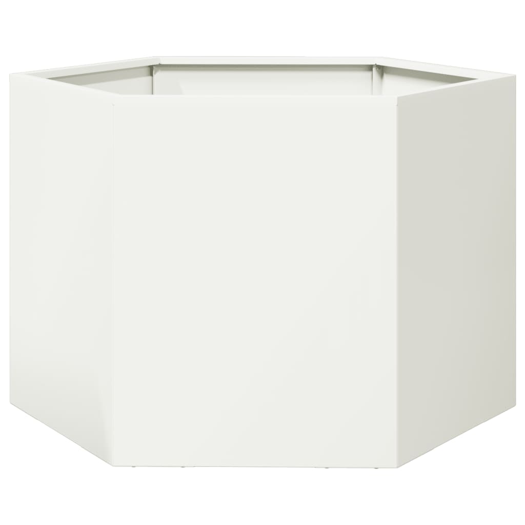 Maison Exclusive - Jardinera hexagonal acero blanco 69x60x45 cm - 2
