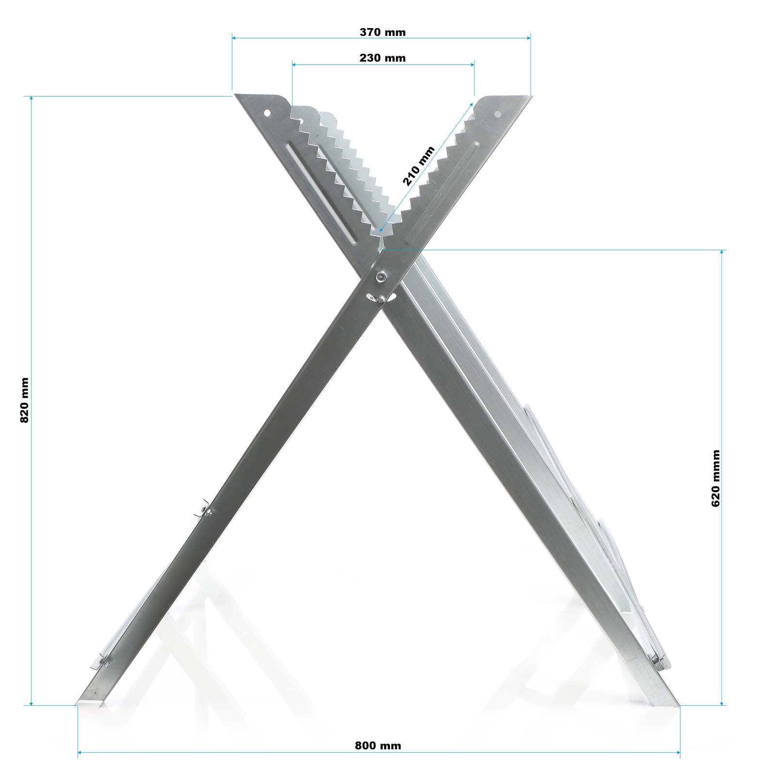 Wiltec Cavalletto taglialegna pieghevole per sega con 3 supporti dentellati per tronchi max 100kg - 5