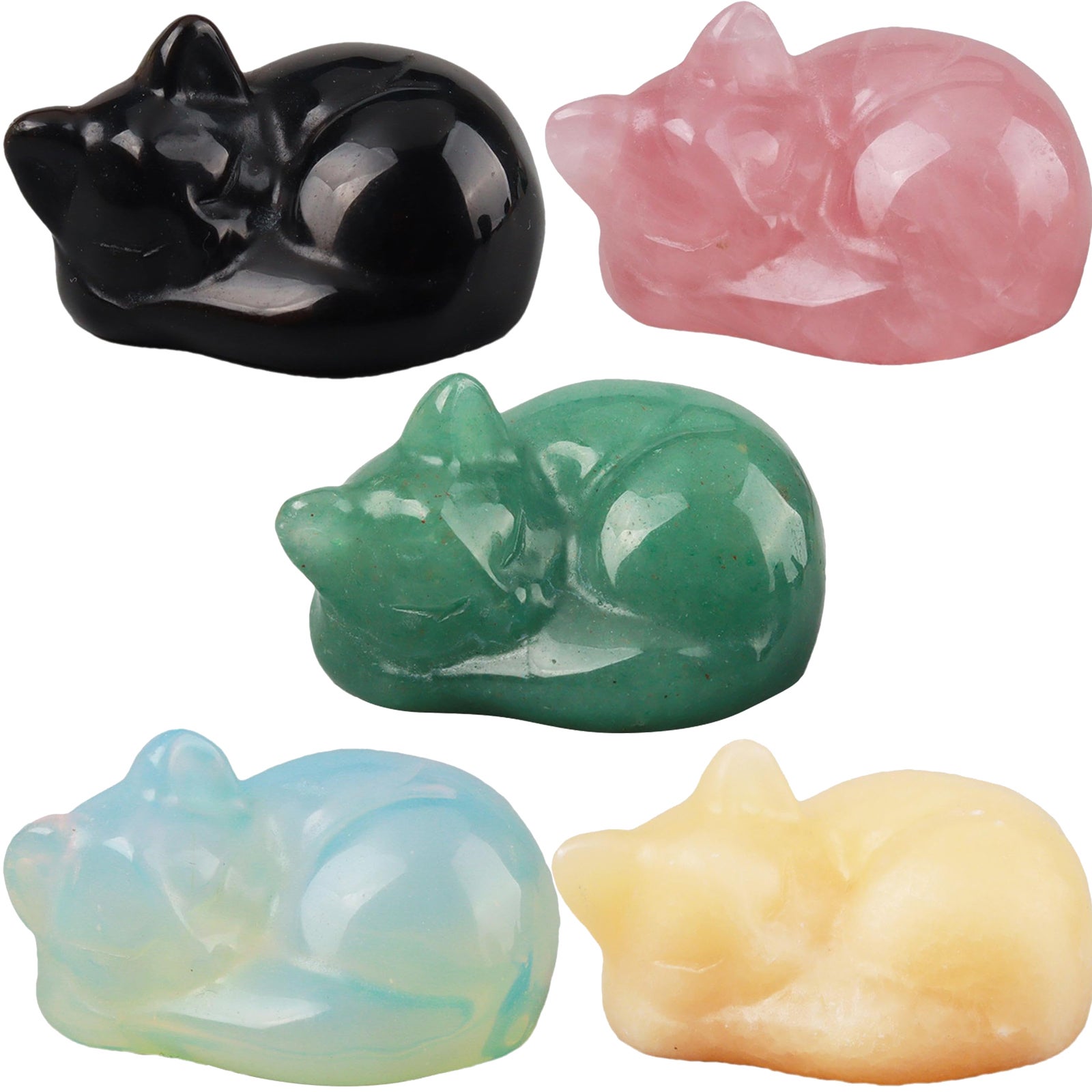 Lot de 5 statues de chat en cristal, sculptures décoratives de chat — free download