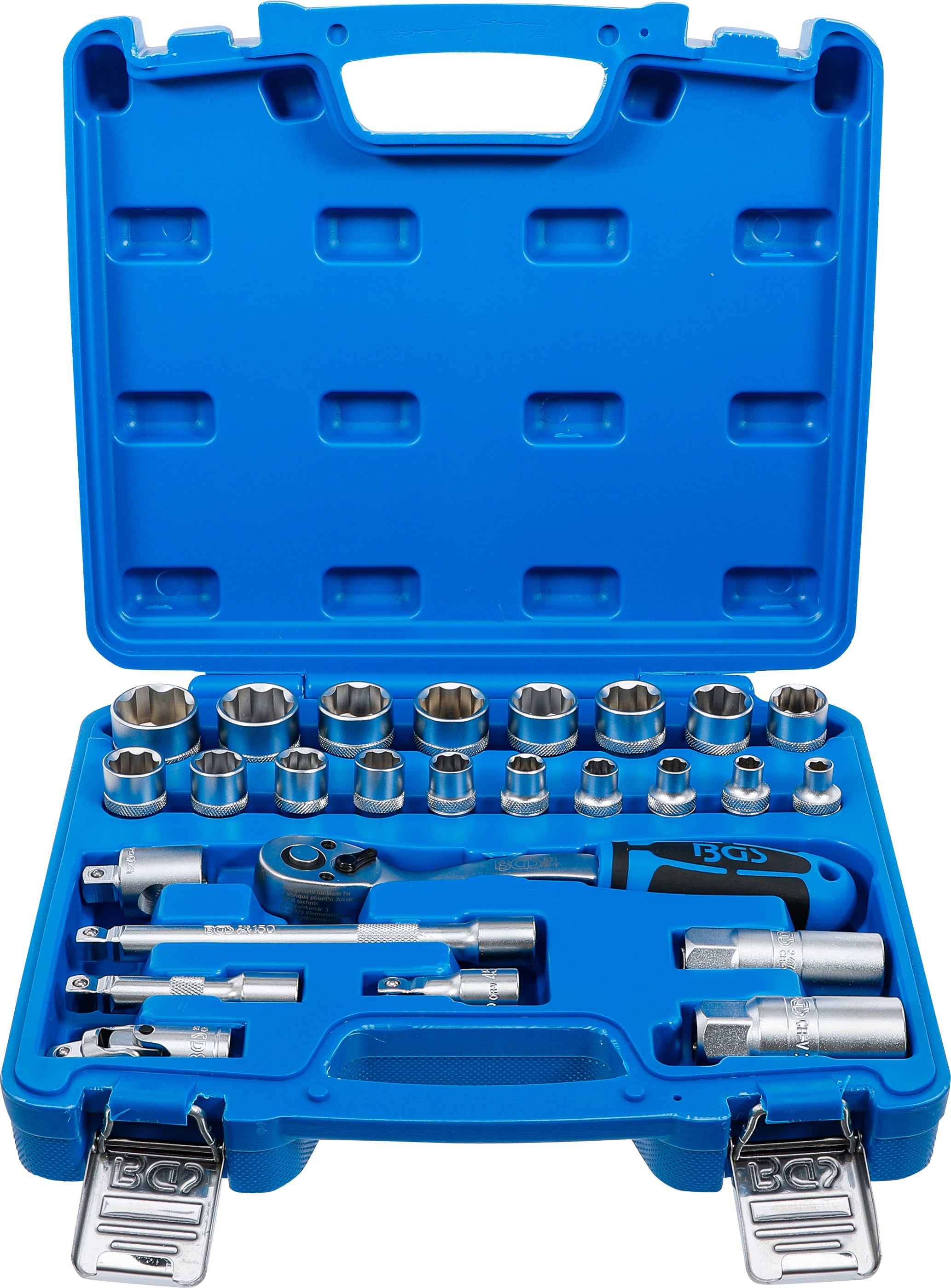 BGS Zestaw kluczy nasadowych profil falowy napęd 10 mm (3/8") 26-częściowy - 2227