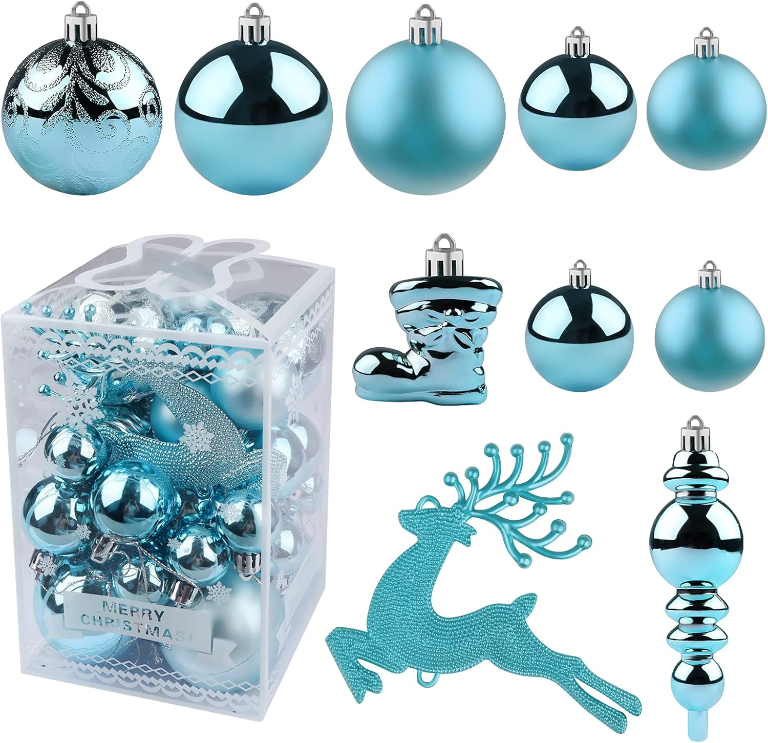 Prextex Palline di Natale Rosa per Decorazioni Natalizie - 36 Pezzi Addobbi Natalizi Infrangibili Albero Natale con Gancio - Decorazioni Albero di Natale (Combo di 6 Stili in 3 Misure Diverse