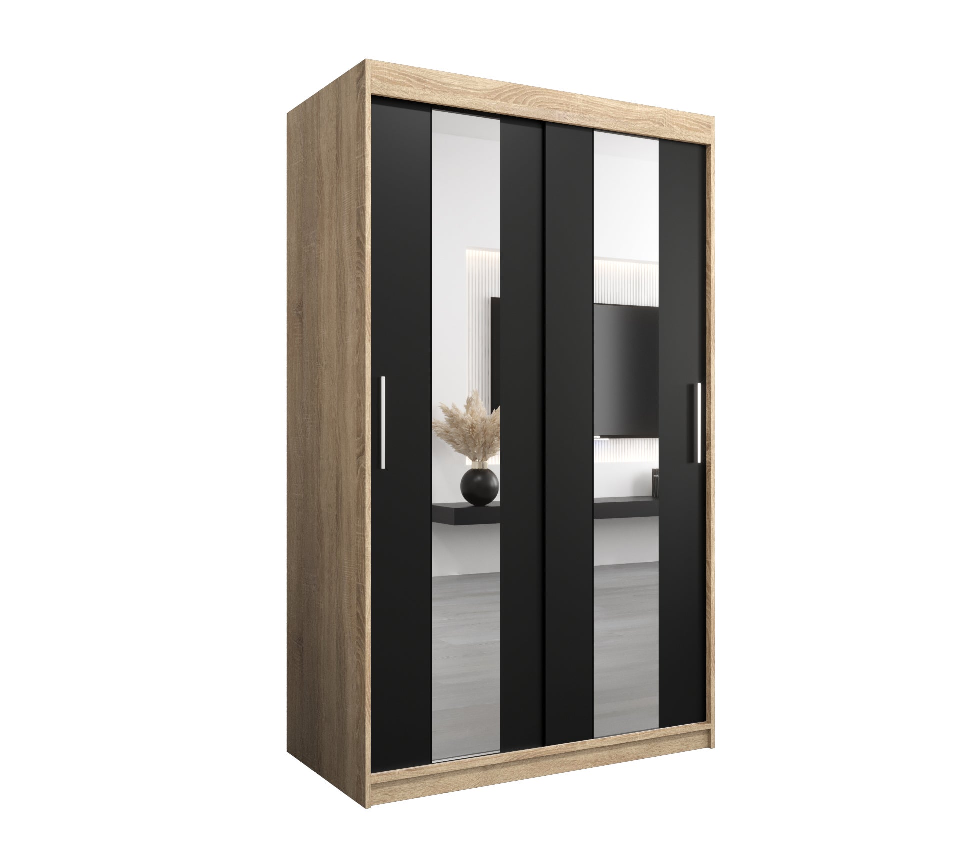 Szafa przesuwna garderoba POLE 120 x 62 x 200 cm Sonoma + Czarny - Abiks Meble