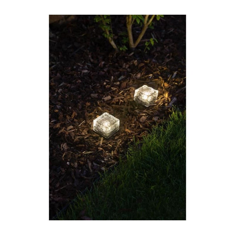 Lot De 4 Briques Solaires En Verre - Lumières LED à Changement De Couleur Pour Jardin, Allée, Terrasse - Cube Effet Glace