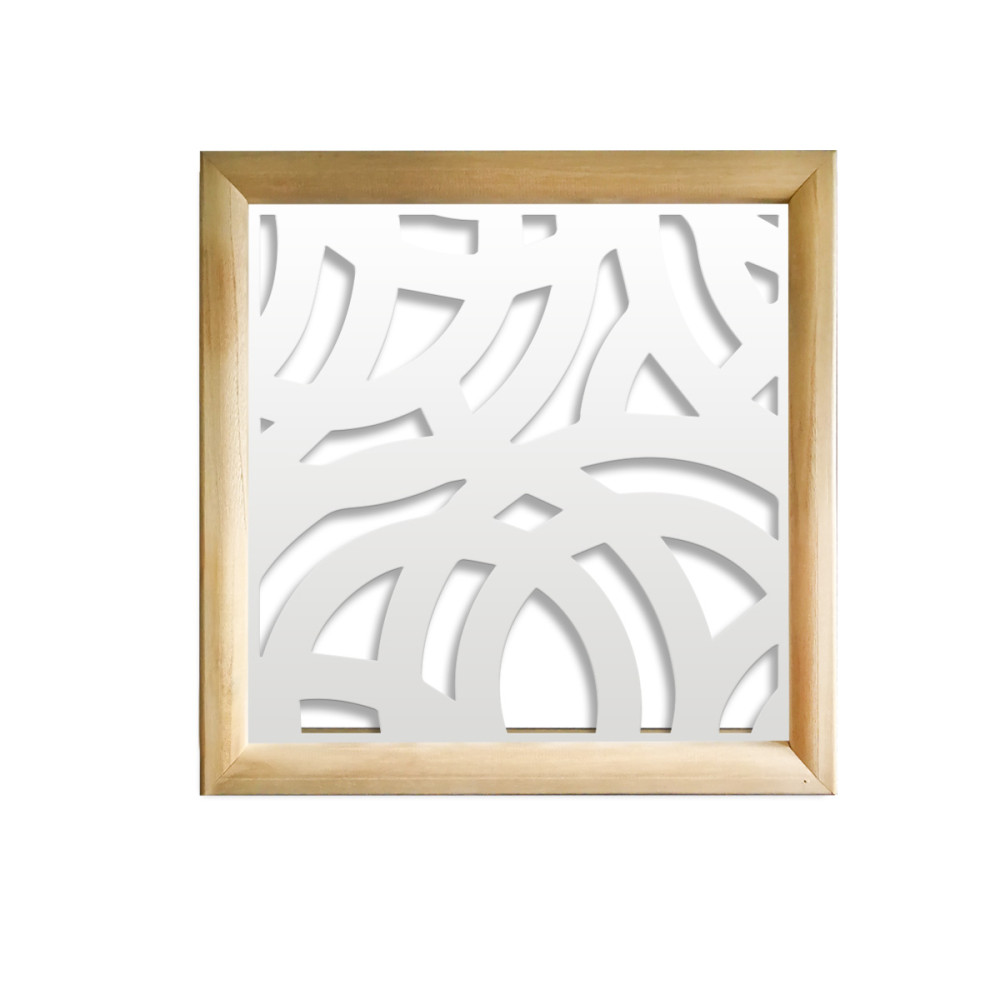 Cerchi large - módulos decorativos cuadrados de madera y pvc - medida 73x73 cm - espesor 64 mm - color interior blanco