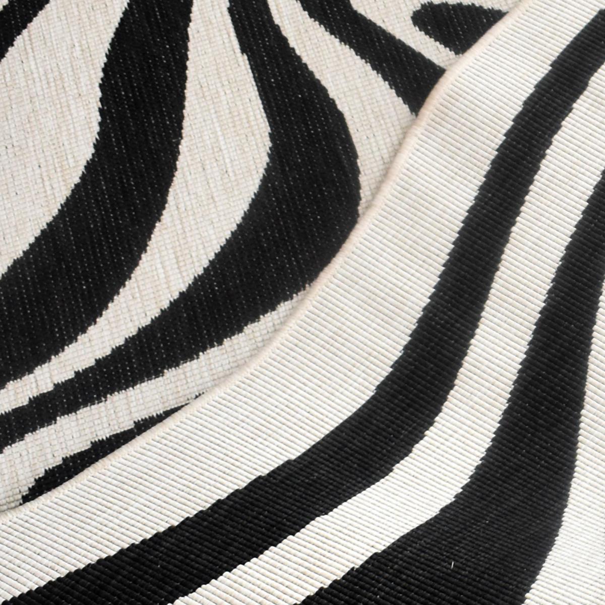 Tapis rond d'extérieur, kilim reversible 120x170 LYN2 W REVERSIBLE noir et blanc - 6