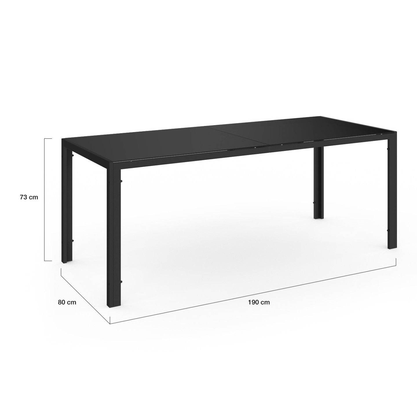 Salon de jardin MADRID table 190 CM et 8 chaises empilables noires - 5