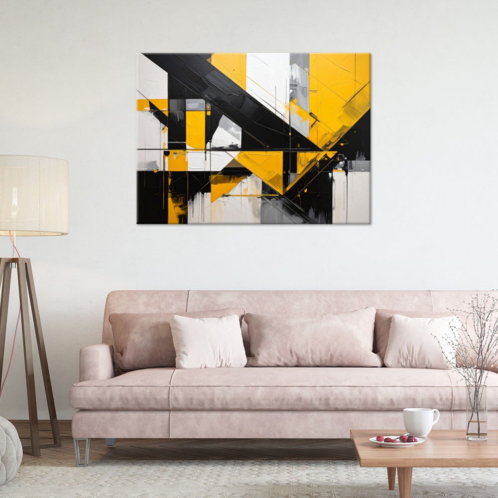 Obraz do salonu sypialni biura loftu, Geometryczne formy abstrakcja żółty 120x80 - 2
