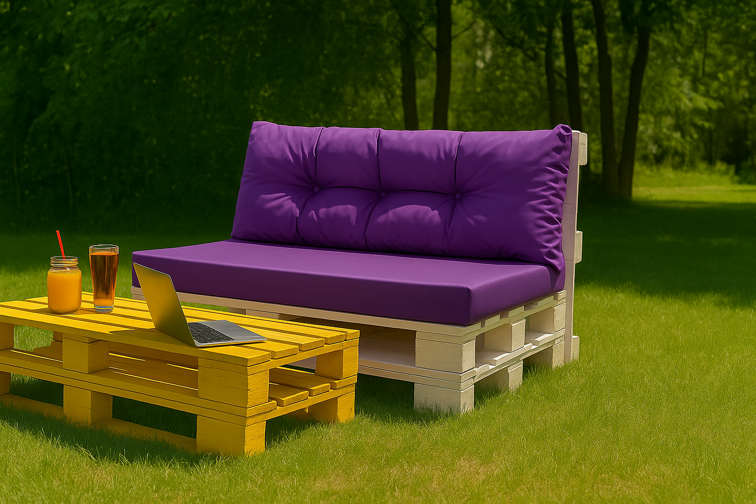 Set de coussins pour palettes 120x50 cm, housse d'assise amovible, coussins de dossier matelassés 120x50 cm Violet coussins confortables pour palettes - 4