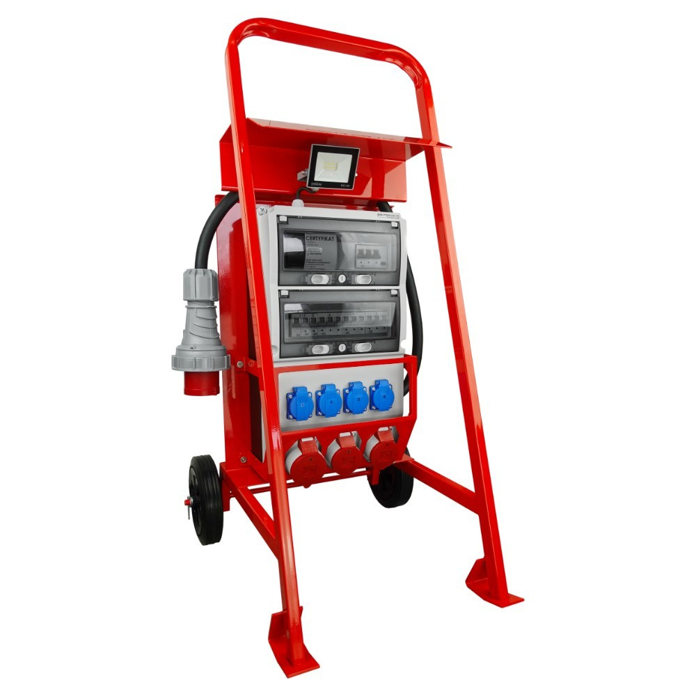 Rozdzielnica budowlana na stojaku z naświetlaczem eXT S/FI SET 32A 2x16A 4x230V schuko Doktorvolt DV-0027-D