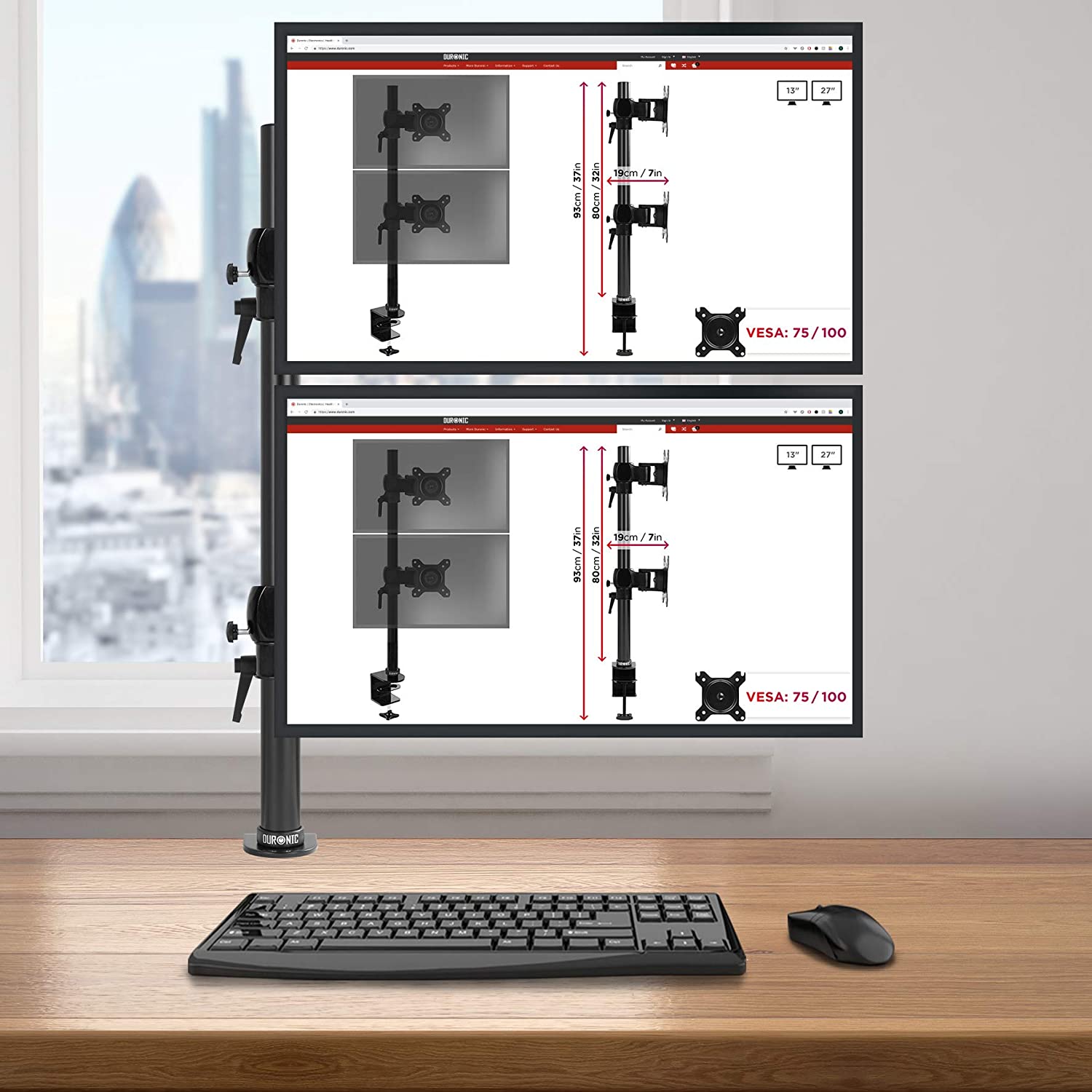 Duronic CMH2 supporto per cavi da scrivania | Nero lega d'acciaio dimensioni 40 x 16 x 17 cm | Stile moderno | Funzione di fissaggio a morsetto senza uso trapano | Sicuro