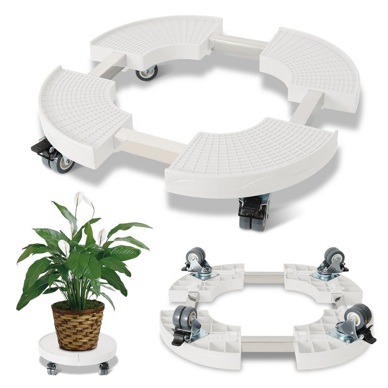Lot de 2 bacs à plantes avec roulettes et plateau de drainage, support Lot de 2 bacs à plantes avec roulettes et plateau de drainage, support