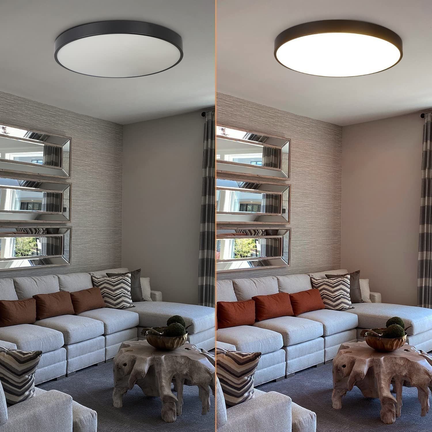 NETTLIFE Lámpara LED de techo negra, Ø28cm, 17W, IP44, diseño moderno, cocina, baño, pasillo - 3