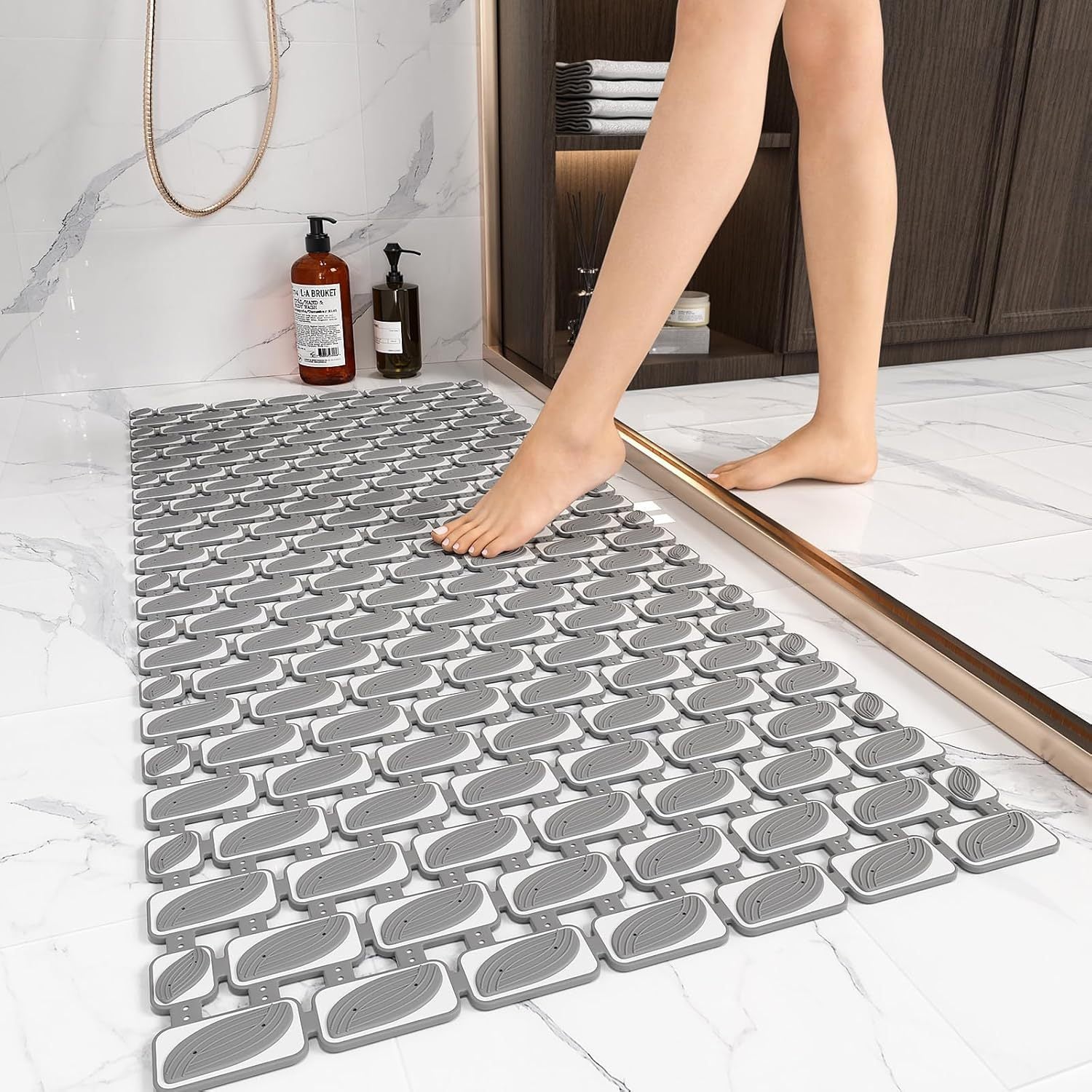 Duży dywanik prysznicowy antypoślizgowy i przeciw pleśni dla osób starszych – 90x40 cm – Dywanik prysznicowy antypoślizgowy do prysznica wewnętrznego