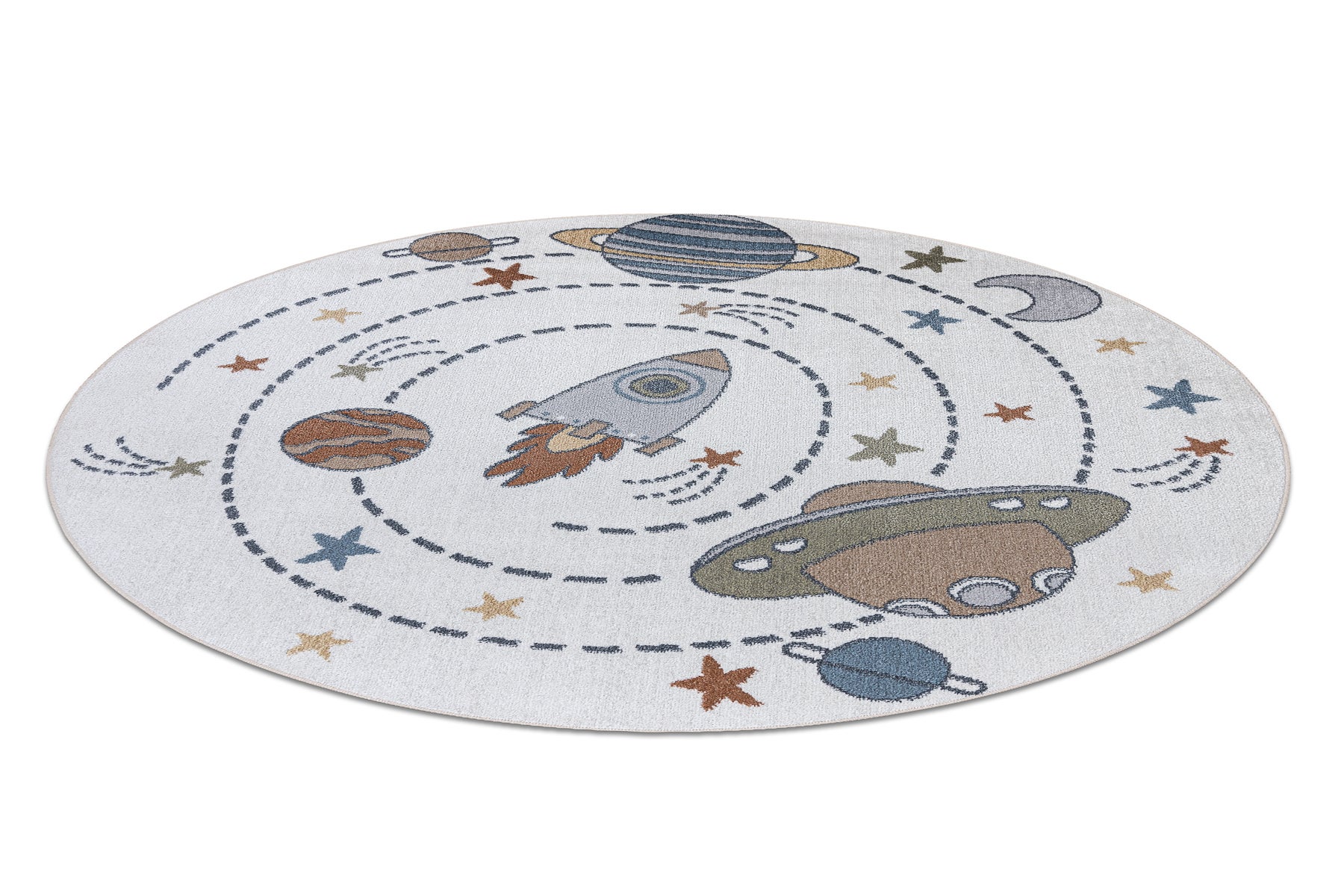 Tappeto BONO 8288 cerchio Spazio, pianeti crema/antracite rotondo 160 cm - 4