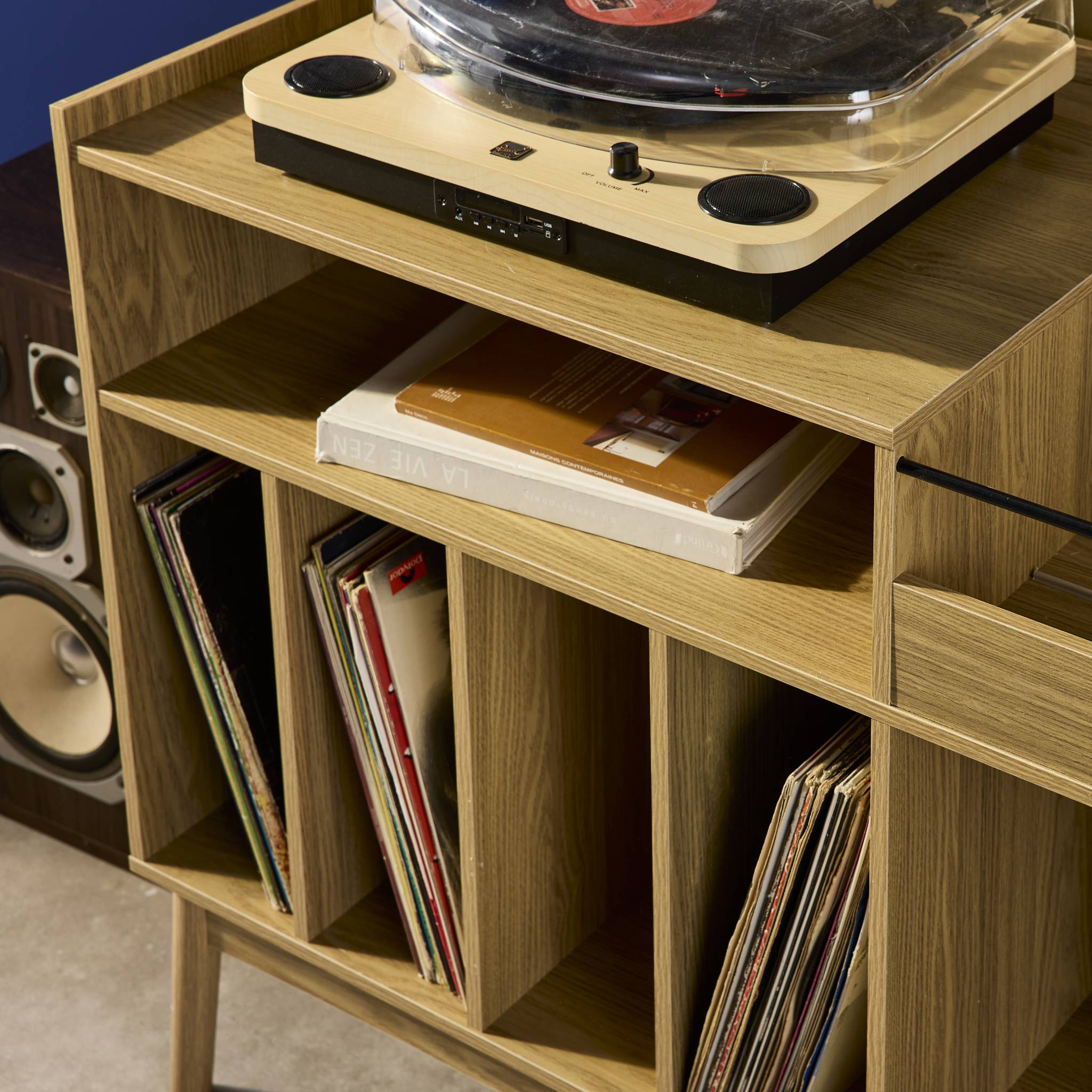 Meuble vinyle vintage décor bois. Dune. L 100 x l 48 x H 81.5cm DUNE - 5