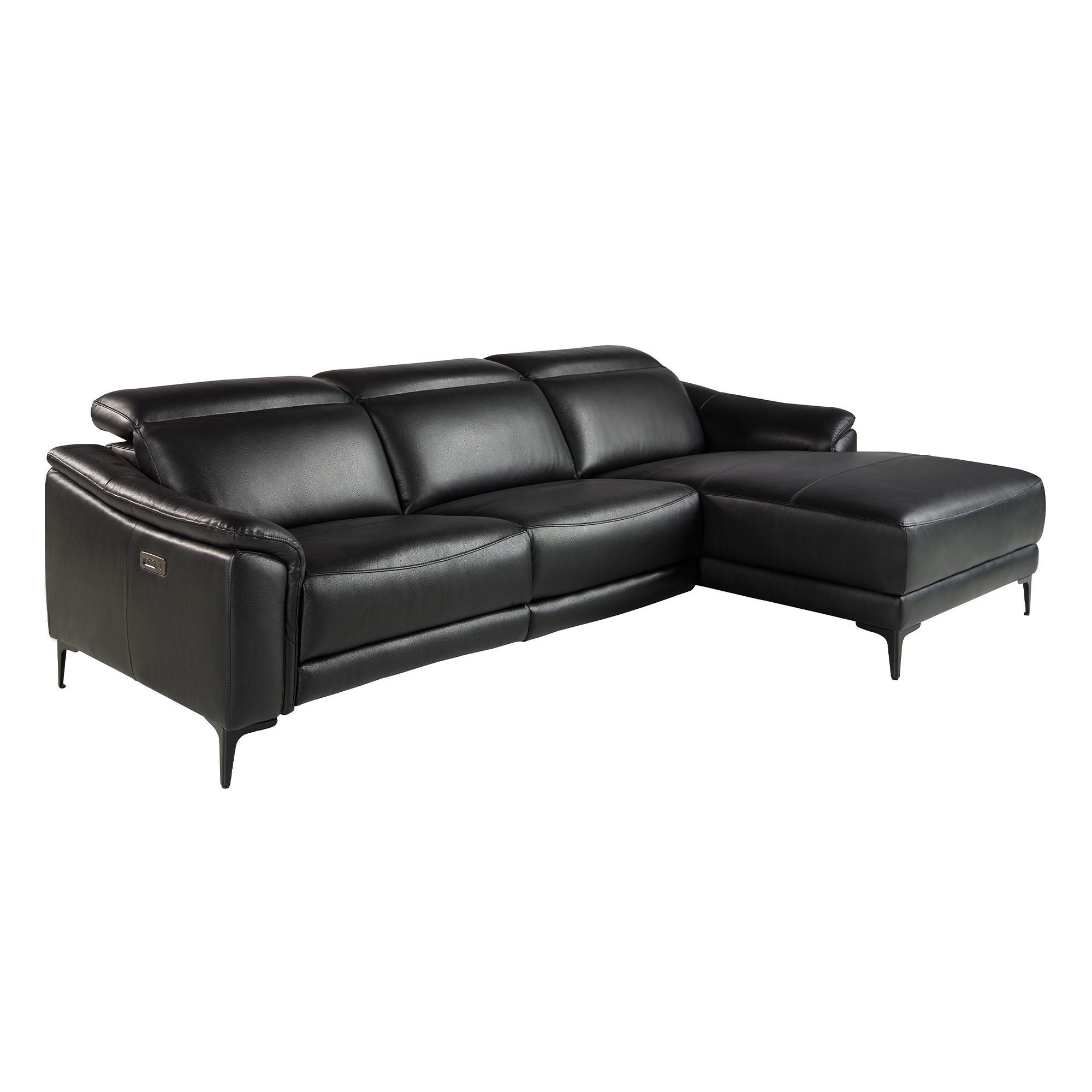 Sofá chaise longue relax derecha piel negro 272 x 168 x 96