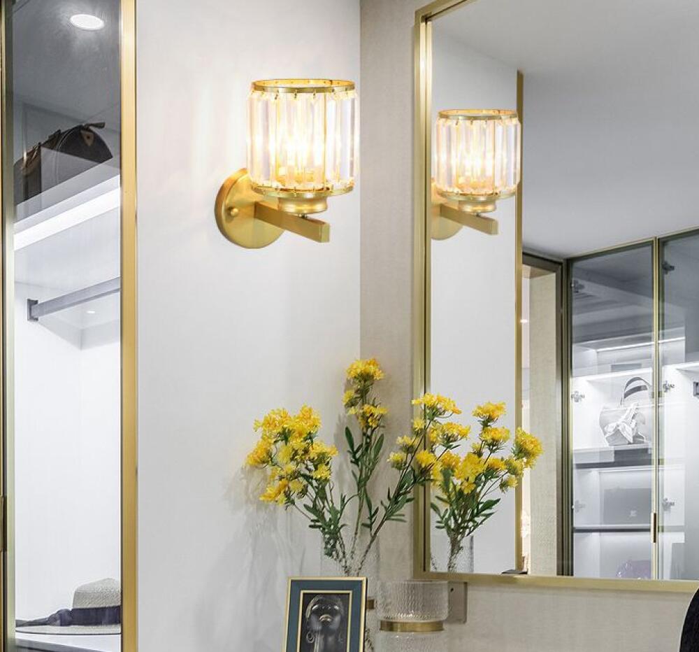 Mode Simple Chambre LED Lampe de Chevet Abat-Jour en Verre Cristal Applique Murale avec Matériel Ventouse Allée Couloir Balcon Éclairage, E27 - 5